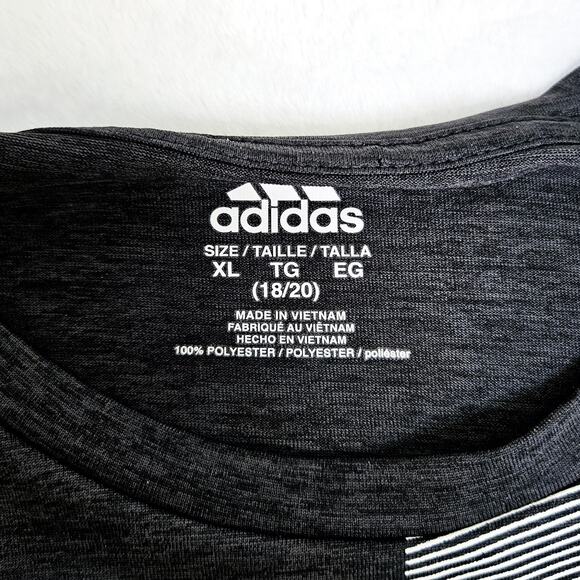 Adidas Youth Boys' Stay Dry Moisture-Wicking Aeroready Gray T-Shirt XL 18/20 - Picture 3 of 10